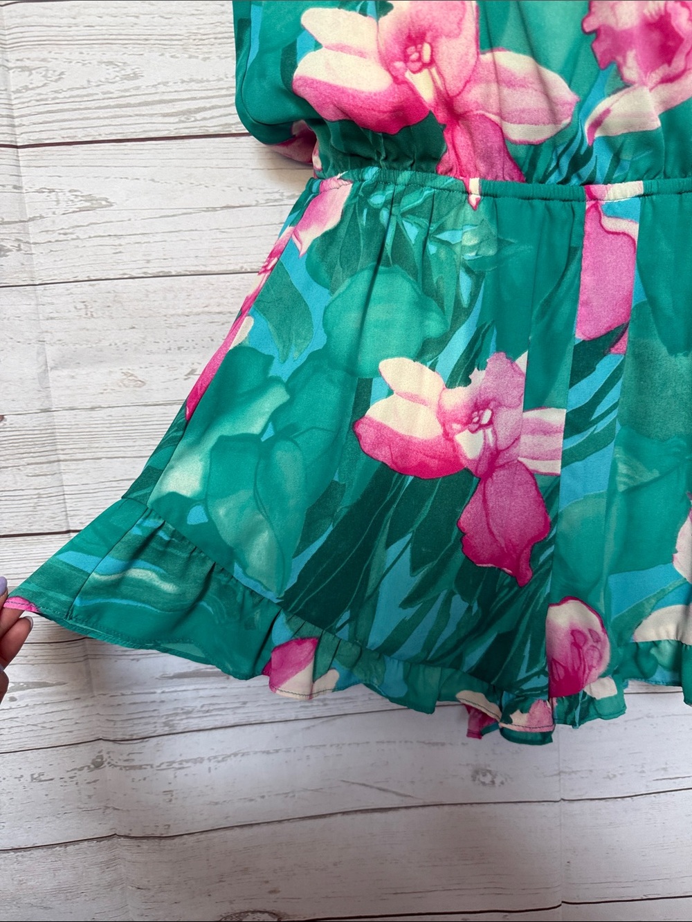 Show Me Your MuMu Teal and Pink Floral Print Romper Jumpsuit Size Large - Picture 3 of 9